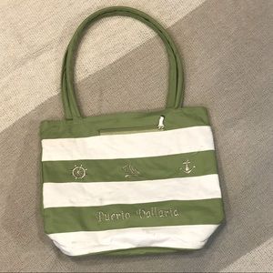 Green and White Beach bag